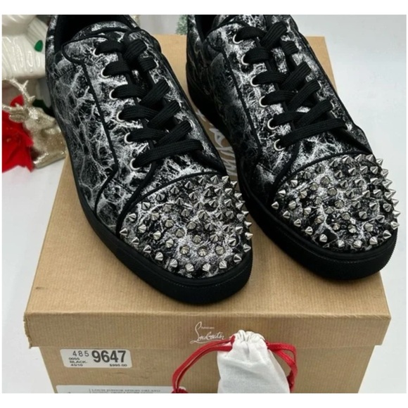 Christian Louboutin, Louis Jr black storm print leather size 45 made Italy - Picture 9 of 9